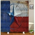 thumbnail image 3 of 4PCS/Set Rustic Barn Star Shower Curtain, Western Texas Star White Red Blue Texas Flag Vintage Wood Barn Door Country Farmhouse Bathroom Decor, Non-Slip Bath Rugs Toilet Mat, Lone Star, 3 of 7