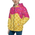 thumbnail image 2 of Naloa Red Ice Cream Teenage Zipper Hoodie, Long Sleeve Zip Up Hoodies Casual Jackets Tops for 7-12 Years-Small, 2 of 6