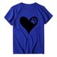 thumbnail image 4 of Gibobby Playera Corte clásico para Mujer Blusa con cuello en O Blusa con estampado en forma de corazón Camiseta con mangas para mujer Blusa corta informal p(Azul,M), 4 of 4