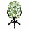 thumbnail image 3 of Leaves Office Chair Slipcover, Monstera and Fern Foliage Composition with Vines Hawaii Tropical Nature, Protective Stretch Decorative Fabric Cover, Standard Size, Green Pale Green White, by Ambesonne, 3 of 5