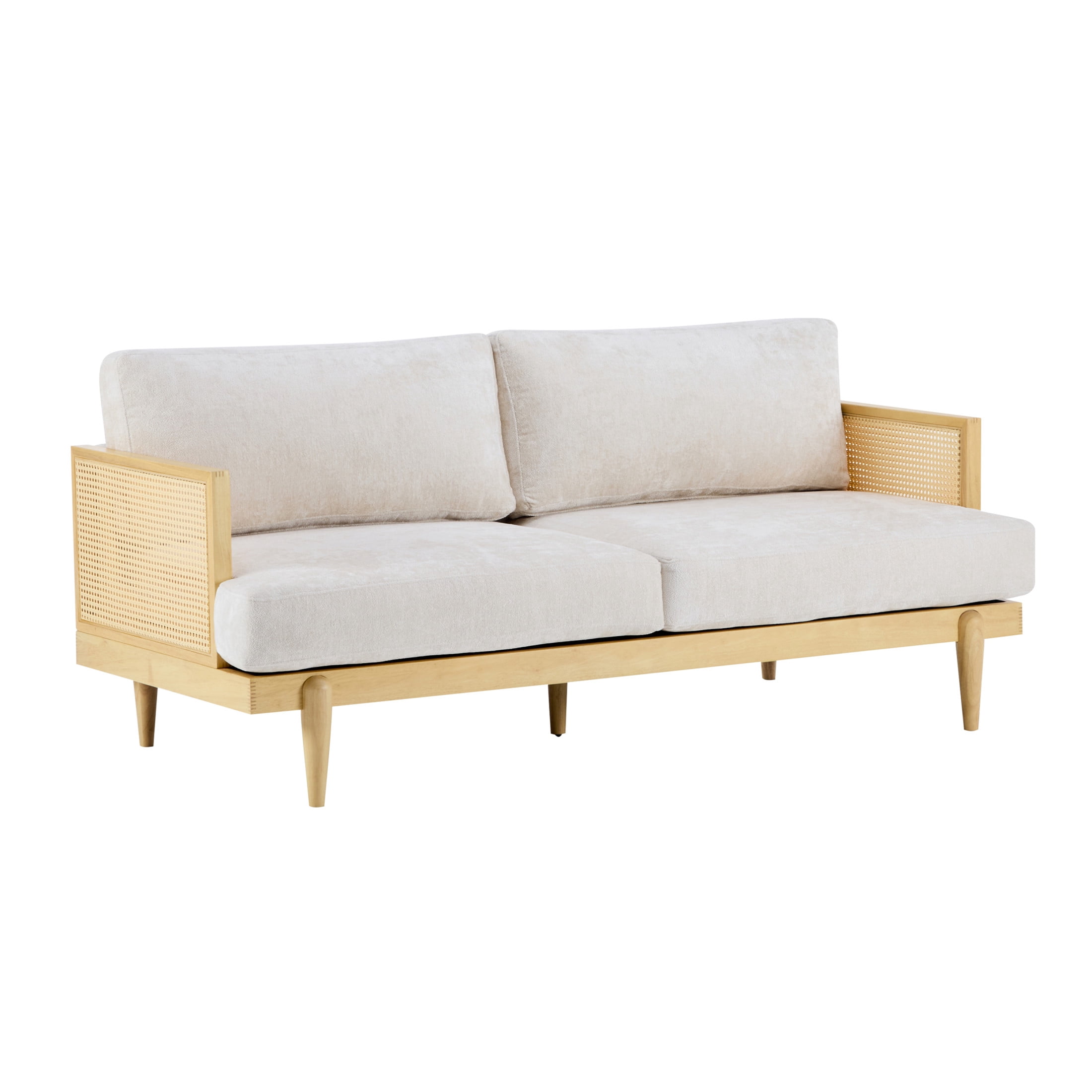 Christopher Knight Home Vintage 72“ Rattan 3-Seat Sofa with Solid Wood Frame, High-Rebound Cushions, Natural