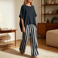 thumbnail image 7 of AHTJRT Women's Lounge 2 Piece Outfits Loose Fit Tunic Tops and Flowy Striped Wide Leg Pants Set Summer Beach Vacation Everday Wear Outfits Black XXL, 7 of 7