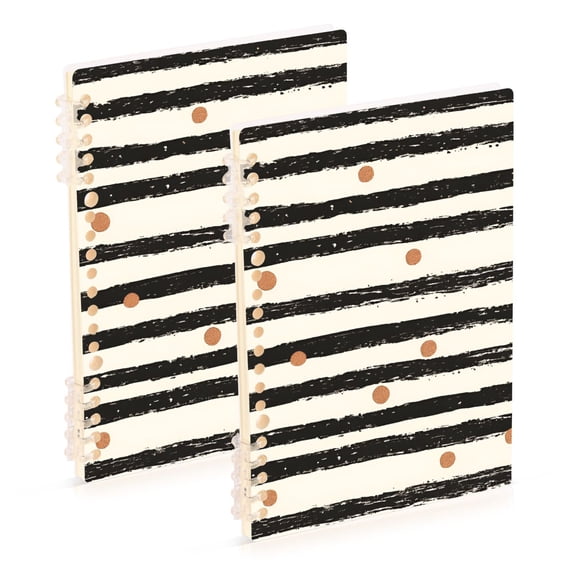 FORMRS 1-Subject Spiral Notebook 8" x 5" College Ruled 60 Refillable Sheet, 2 Pack, Black Stripes