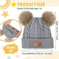 thumbnail image 3 of Toddler Double Pom Pom Beanie Baby Girl Winter hat Warm Soft Toddler Cap Cute Kids Knitted Beanie for Baby Boys, 3 of 7