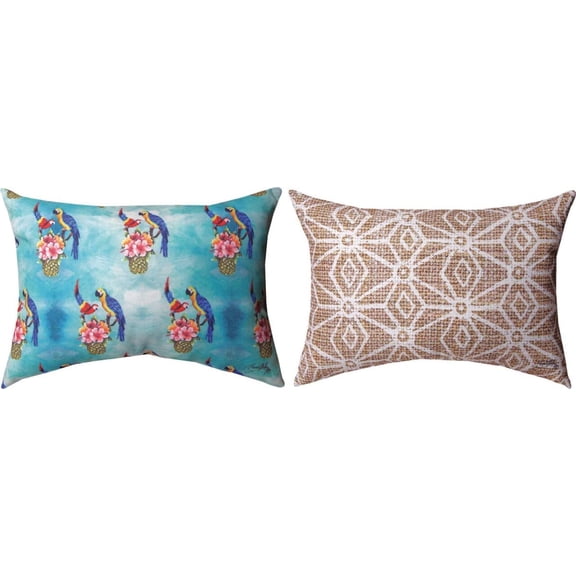 Manual SHPAP Pineapple and Parrot by Elizabeth Medley Climaweave Rectangle Throw Pillow, 18 Inches x 13 Inches, Multicolor