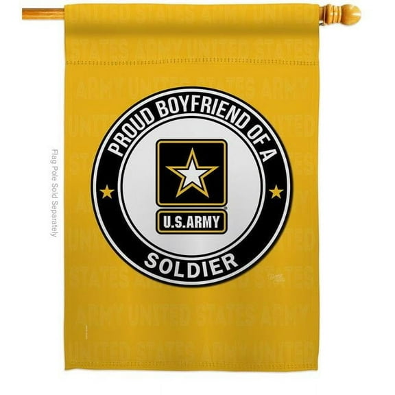 Breeze Decor H108506-BO Proud Boyfriend Soldier House Flag Armed Forces Army 28 x 40 in. Double-Sided Decorative Vertical Flags for Decoration Banner Garden Yard Gift