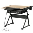 thumbnail image 3 of ZENY Drafting Table Art Desk with Durable Steel and Wood Construction, Natural, 3 of 10