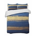 thumbnail image 2 of Quilts Full Size, Navy Blue Yellow Soft Comforter Bedding Set for Bed, Modern Abstract Striped Art Lightweight Quilted Bedspread with Pillow Cover(2 Pieces) for All Season, 78x90 Inch, 2 of 6