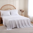 thumbnail image 6 of Sheet&Joy Comforter Full Size Set with Sheets White - 7 Pieces Bed in a Bag Full Chevron Tufted Complete Bedding Sets with Comforter, Sheets, Pillowcases & Shams, 6 of 7