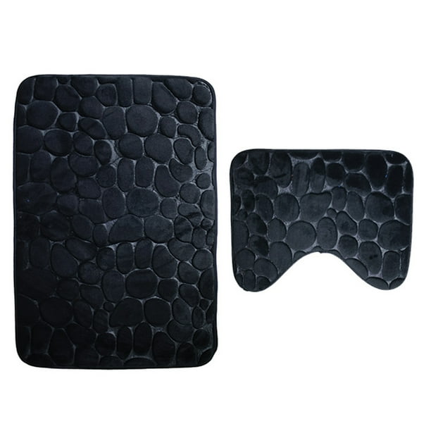 sweethay Juego de alfombras antideslizantes para baño Floral, 2 uds., alfombrilla rectangular + alfombrilla tipo U Decoración del hogar negro sweethay JJ21304-03
