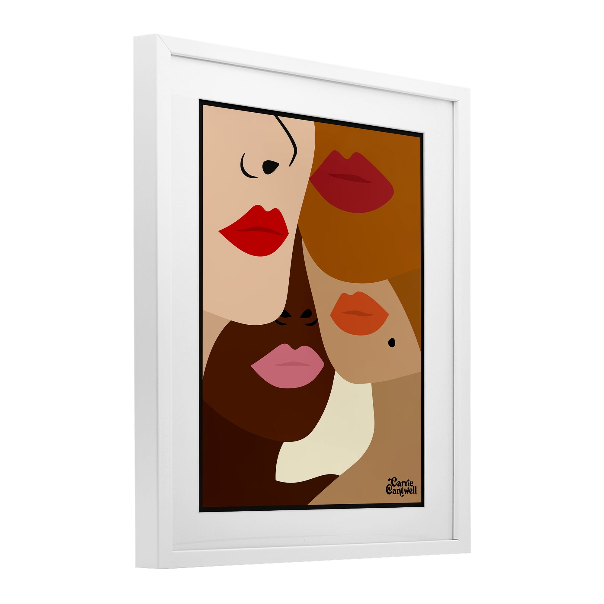 Many Faces of Women White Framed Print Under Glass, design by Carrie Cantwell