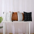 thumbnail image 2 of Boho Throw Pillow Covers 18 x 18 Set of 4, Modern Geometric Farmhouse Pillowcases Black and White Faux Leather and Linen Cushion Case for Home Couch Decor, 2 of 6