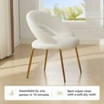 thumbnail image 3 of S-HOME Teddy Fabric Dining Chair With Curved Backrest And Golden Metal Legs For Modern Kitchen Or Dining Room, 3 of 10