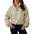 thumbnail image 1 of xiaxaixu Women's Spring Autumn Loose Sweatshirt Solid Color Long Sleeve Half Zip Up Pullover, 1 of 9