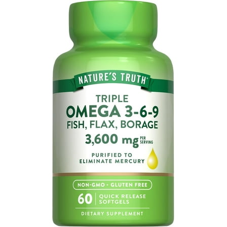 Triple Omega 3-6-9 3600 mg | 60 Softgels | For Men and Women | by Nature's Truth