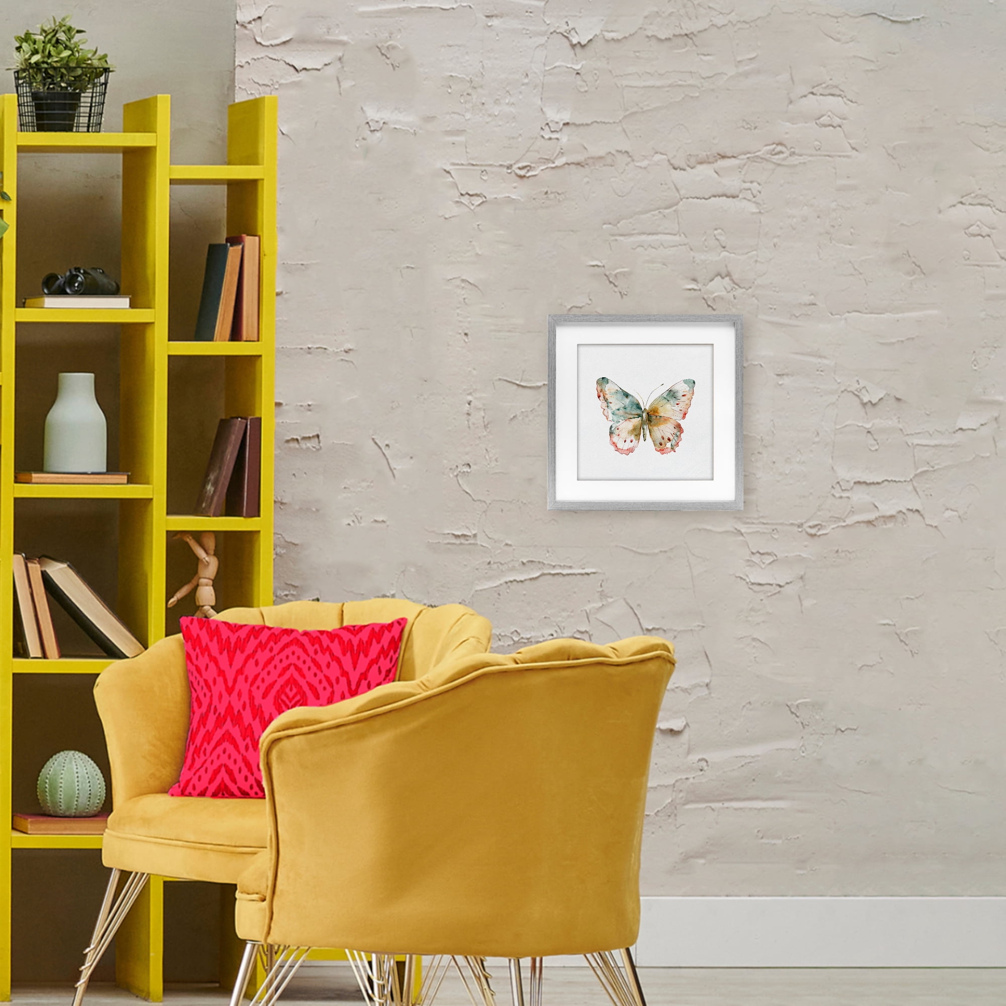 Stupell Industries Muted Watercolor Butterfly Gray Framed Print Under Glass, design by Kim Allen