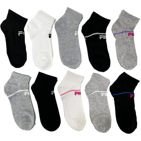 Fila Women's 10-Pack Single Stripe Quarter Socks Multi