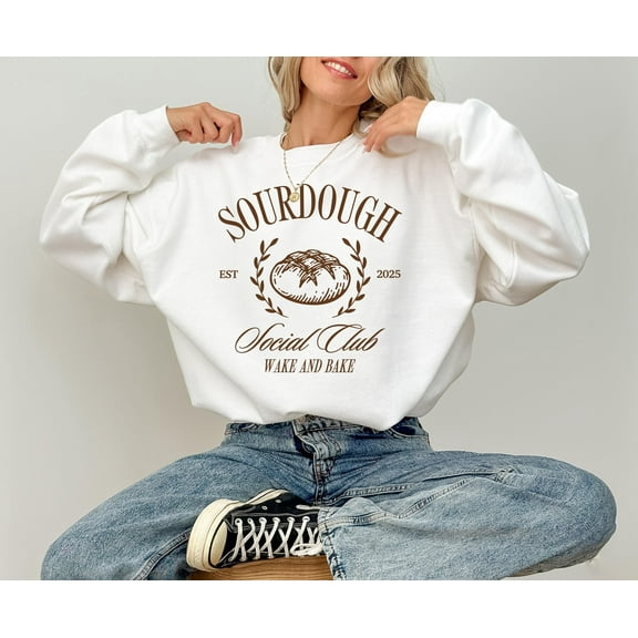 2025 Cute Sourdough Social Club Crewneck, Sourdough Lovers Sweater, Baking Pullover, Retro Sourdough Sweatshirt, Sourdough maker 1868947033 2606
