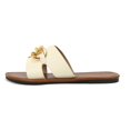 thumbnail image 5 of Dakaela Women's Dressy Flat Sandals Comfortable Slip on Leather Slides Soft Summer Slippers Beige 11, 5 of 6