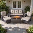 thumbnail image 2 of Jentlehouse 7-Piece Patio Furniture Set with 43'' Fire Pit Table,All-Weather Wicker Outdoor Sofa Set Patio Conversation Set for Balcony Deck Porch, 2 of 11