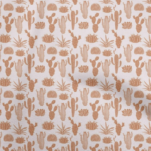 oneOone Cotton Silk Brown Fabric Cactus Sewing Craft Projects Fabric Prints By Yard 42 Inch Wide