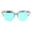 black blue, variant on Womens Luxury Metal Wire Half Rim Round Fashion Sunglasses Black Blue
