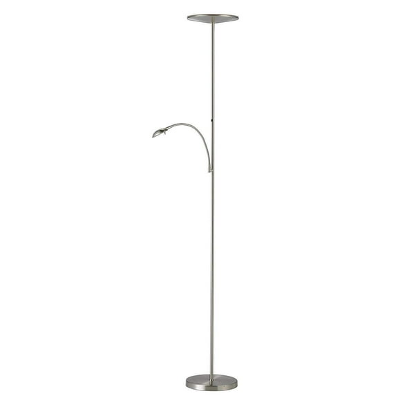 Adesso Pluto LED Combo Torchiere, Brushed Steel