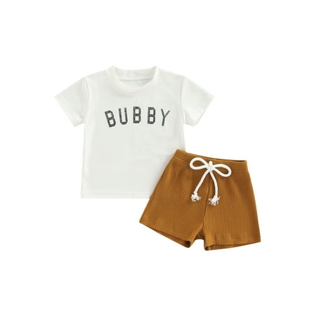 

Sunisery Newborn Baby Mama s Girl Outfits Girls Letter Print Short Sleeve Tops T-shirt Ribbed Shorts Clothes Bubby 4-5 Years