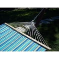 thumbnail image 4 of Petra Leisure 14 Ft. Coffee Stain Wooden Arc Hammock Stand + Quilted Teal/Yellow Color, Double Padded Hammock Bed. 2 Person Bed. 450 LB Capacity, 4 of 6