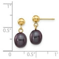 thumbnail image 3 of Real 14kt Yellow Gold 7-8mm Black Rice Freshwater Cultured Pearl Dangle Post Earrings; for Adults and Teens; for Women and Men, 3 of 3