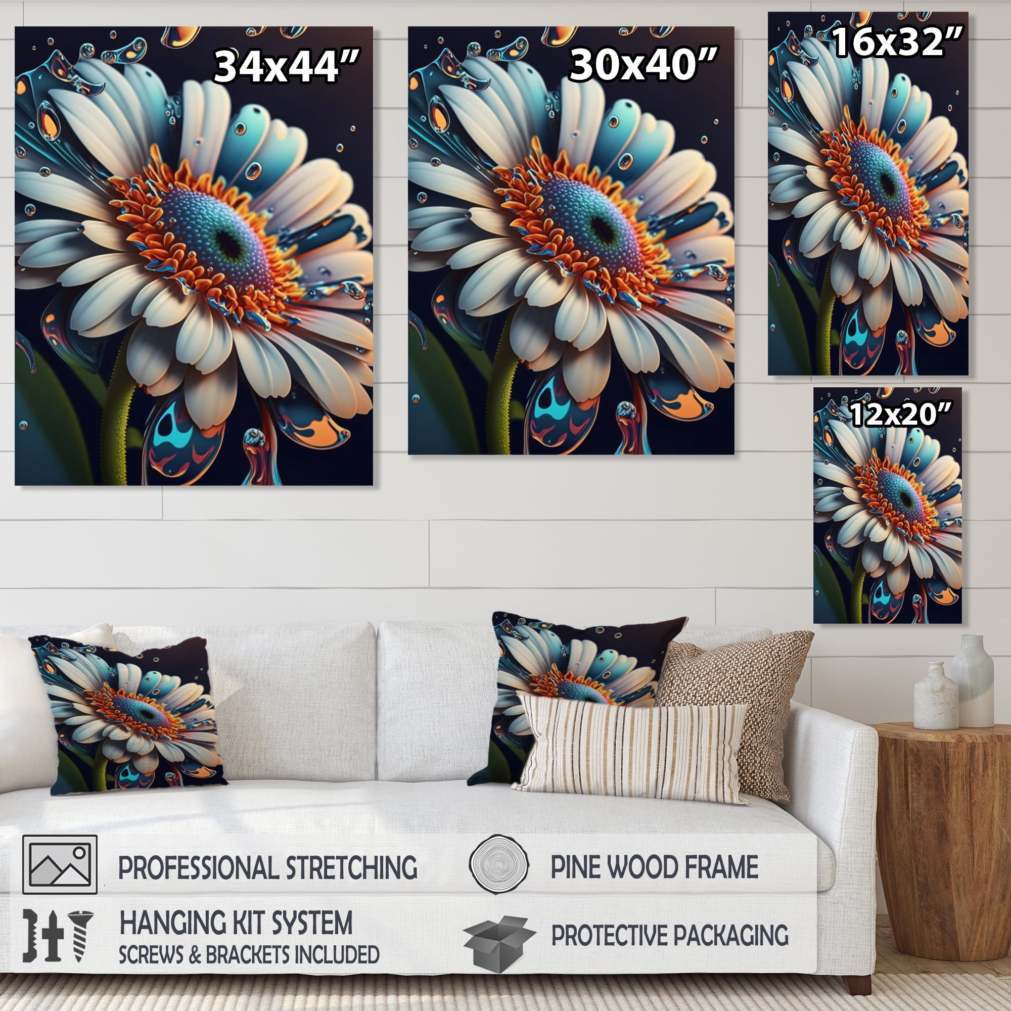 Designart Modern Blooming Daisy II Canvas Wall Art