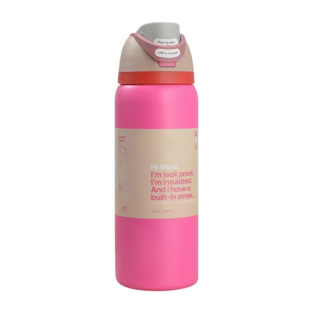 LILELIS 32Oz Cup with Straw for Hot and Cold Drinks Double Layer Leak Proof Water Bottle Cup with Straw Leak Proof Beverage Water Bottle Cup Pink 32Oz