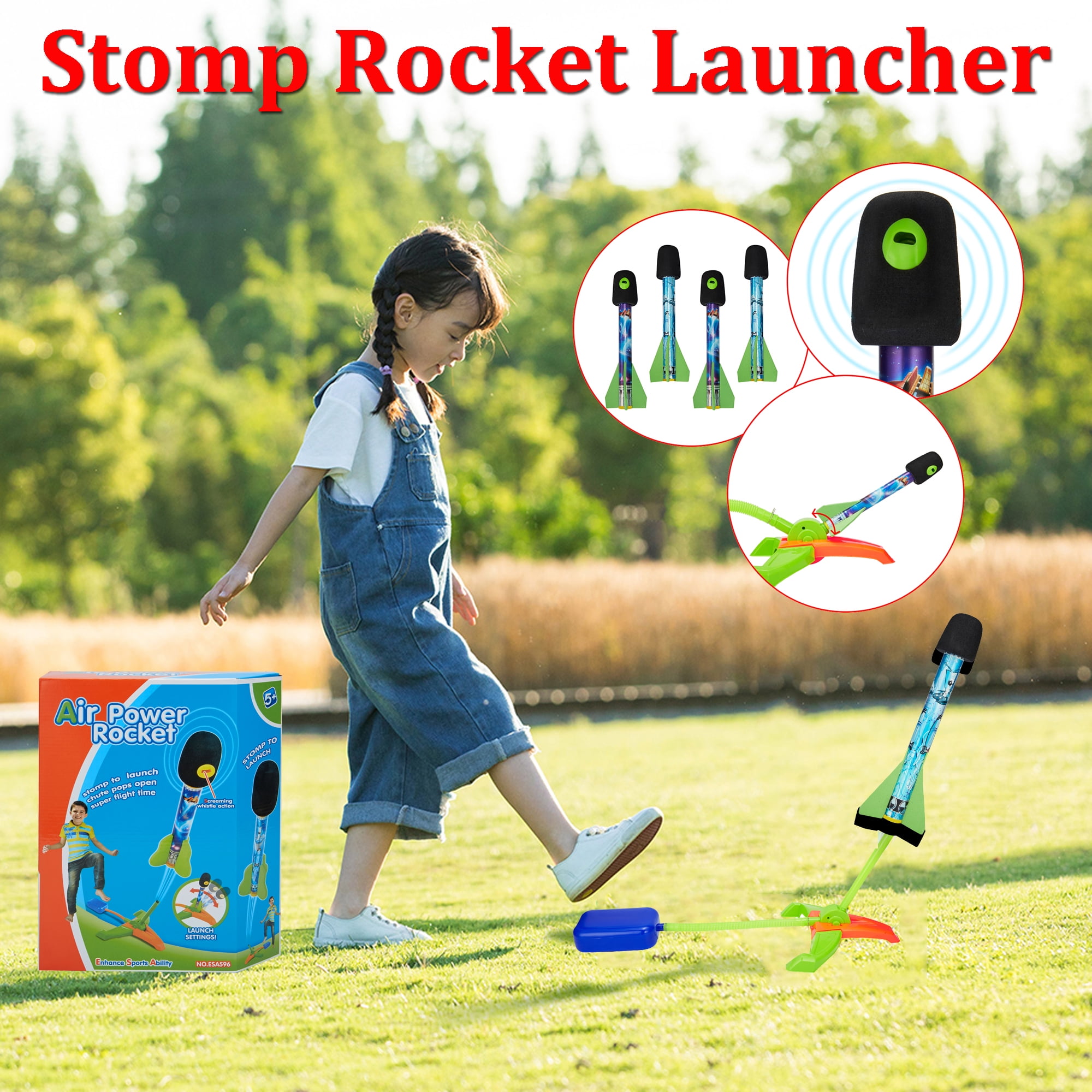 30 inch Light-Up Pump Rocket Launcher Kids Children Party Glow Action Toys 