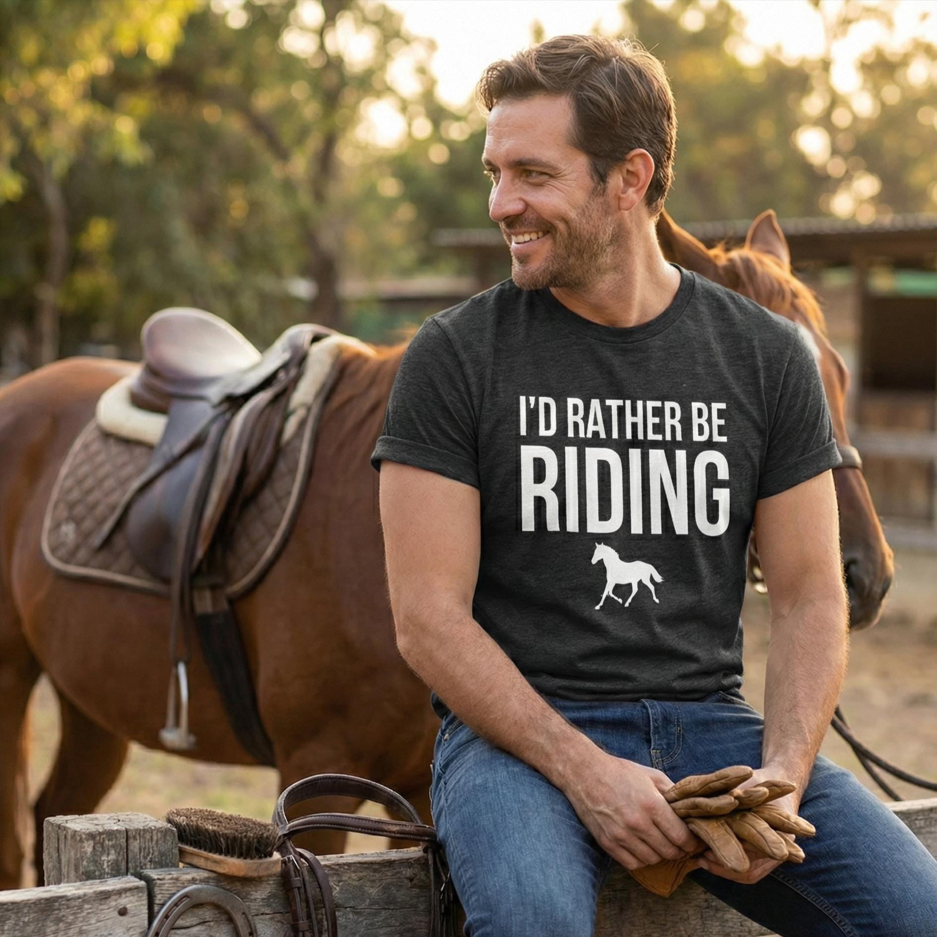 Funny Horse Shirt | I'd Rather Be Riding Tee | Equestrian Gift | Horse Lover T-Shirt