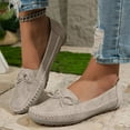 thumbnail image 2 of Bowknot Suede Loafers for Women Slip On Flats Comfortable Business Dressy Casual Non Slip Work Walking Shoes White Size 7.5, 2 of 7