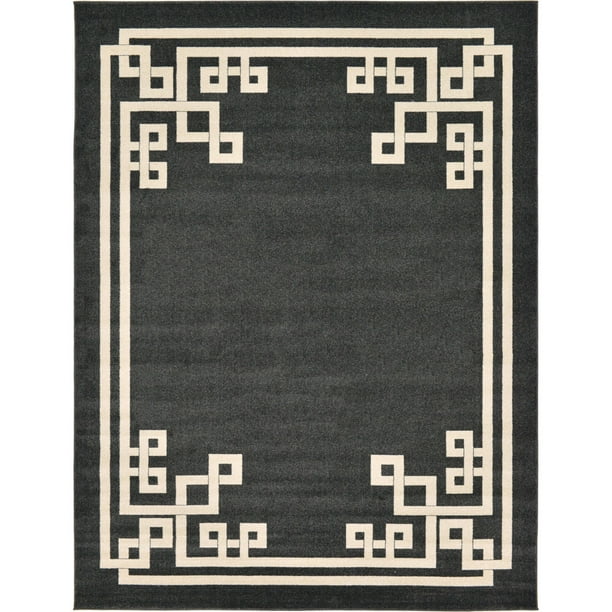 Unique Loom Indoor Rectangular Geometric Modern Area Rugs Black, 9' 0 x
