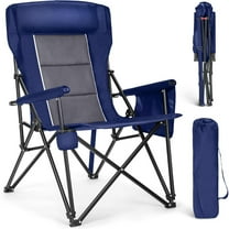 Oversized Folding Camping Chairs High Backrest Heavy Duty Lawn Chairs for Adults Support 500 LBS Portable Camp Chairs with Cup Holders Large Side Pocket for Outdoor