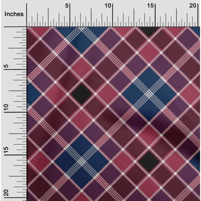 oneOone Silk Tabby Fabric Tartan Check Print Fabric By The Yard 42 Inch Wide