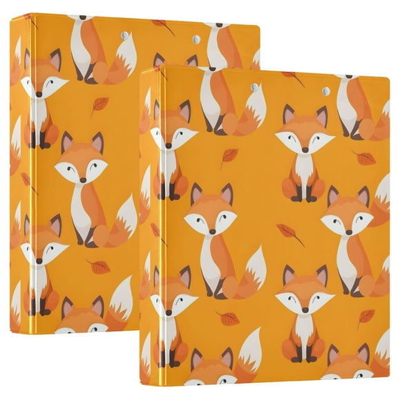Cute Fox Hardcover 3 Ring Binder 1.5” Round Rings Binder Organizer Letter Size Paper Pockets School Office Supplies