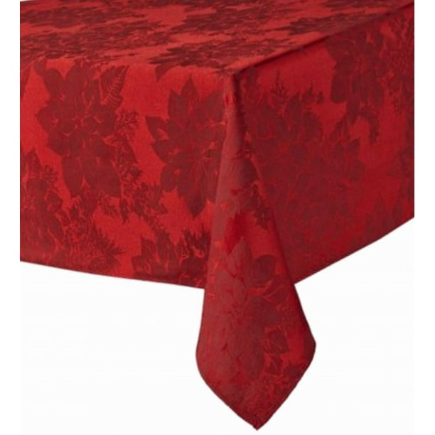 Christmas Red Poinsettia Tablecloth Damask Fabric Table Cloth 70 Round Walmart Com Walmart Com