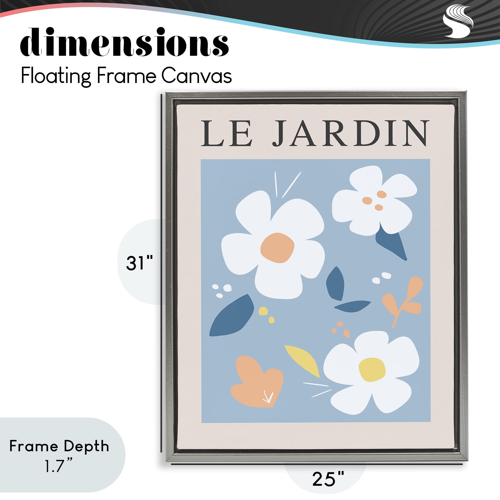 Stupell Industries Bouncing Floral Le Jardin Gray Framed Floater Canvas Wall Art, design by Anna Quach