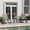 Brown, variant on Merrick Lane Brevyn 3 Piece Outdoor Bistro Set with Flex Comfort Rocking Chairs and Steel Framed Glass Top Table, Black/Black