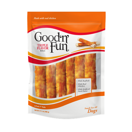 UPC: 0091093942445 | Good ‘n’ Fun Triple Flavor 7 inch Rolls  Chews for Dogs