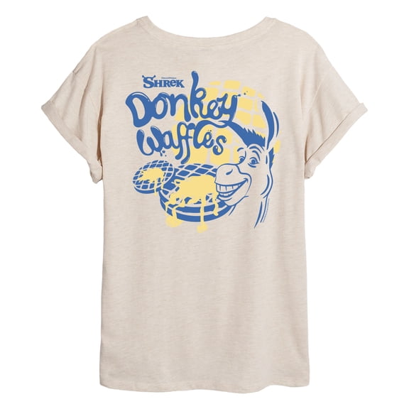 Shrek - Donkey Waffles - Juniors Oversized Graphic T-Shirt