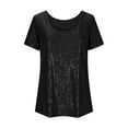 thumbnail image 5 of Womens Full Sequin Tops Sparkle Glitter Blouses Short Sleeve Shirts Dressy Party Concert Outfits, 5 of 5