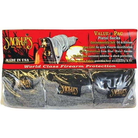 Sacks-Up Model 207 Safe Cotton Fabric Socks for Pistol Care - Handgun Safe Moisture Resistant Sock - 13.5 inches Pistol Sock 5 Packs