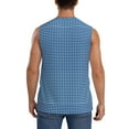 thumbnail image 4 of Haiem Men's Blue Gingham Print Tank Tops Summer Sleeveless Cut Off Workout T-Shirts Fitness Vest Athletic Undershirts-Large, 4 of 8