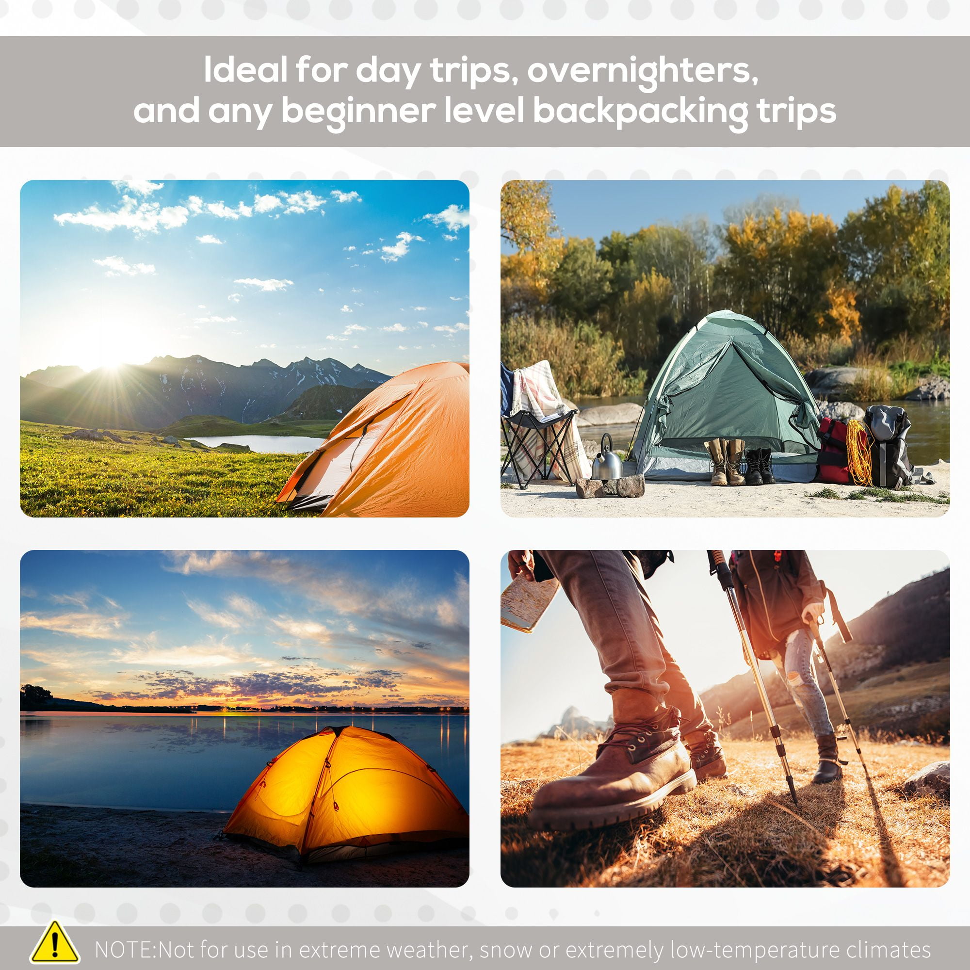 2-3 People Camping Tent with Easy Setup & Ventilation Windows Travel Bag Included