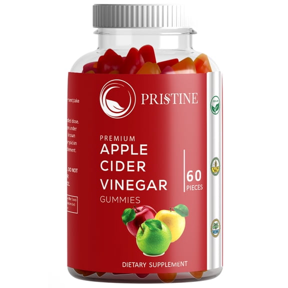 Pristine Foods Apple Cider Vinegar Gummies, 60 Count, Vegan