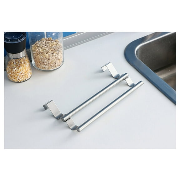 TABLZONE Stainless Steel Kitchen Towel Holder Over the Door Towel Bar Brushed Space-Saving Design 1 Set